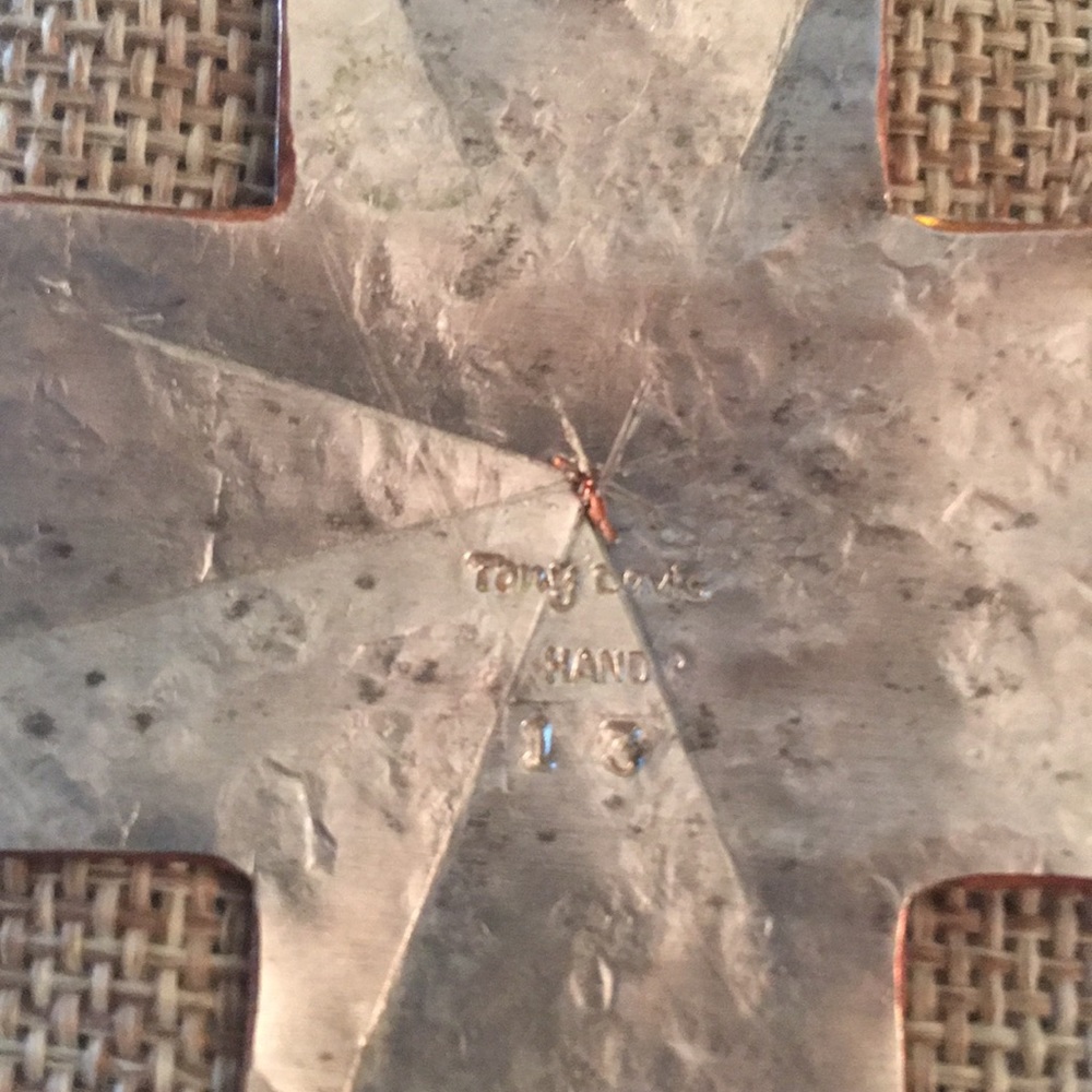 Large Tony Davis Silver Copper Textured Cross - Picture 6 of 7